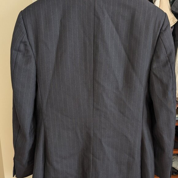 Chester Barrie Savile Row Navy Pinstripe 3-Piece Wool Full Canvas Suit US40-42 - Picture 2 of 13